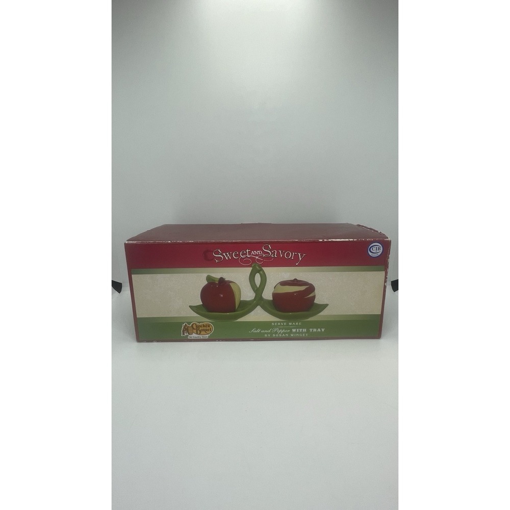 Cracker Barrel‎ Apples Salt And Pepper With Tray Set Susan Winget Sweet N Savory